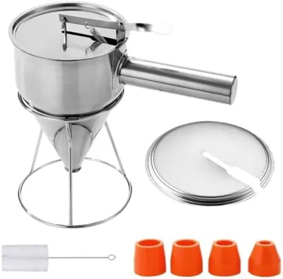 Produktbild von PromoHome® Teigspender - 1200ml Edelstahl Pfannkuchenmaschine mit 4 Spritztüllen