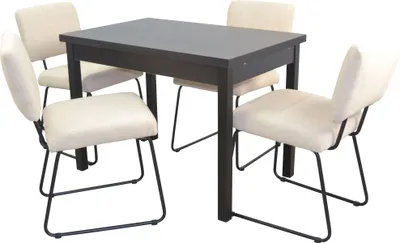 Produktbild von 5-teilige Tischgruppe Essgruppe Schwarz/Creme