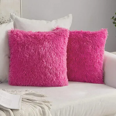 Produktbild von 2er Set 43*43cm Kissenbezüge Künstlich Pelz Sofakissen Dekorative Dekokissen Kuschelkissen Plüschkissen Kuschelig Couchkissen Superweich Kissen Flauschig Kissenbezug für Sofa