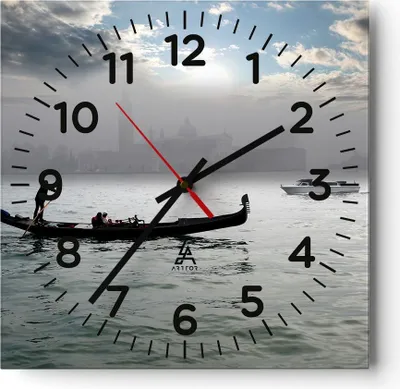 Produktbild von Wanduhr - Quadrat - Glasuhr - Venedig italien stadt wasser - 40x40cm - Schleichendes Uhrwerk - Lautlos - zum Aufhängen bereit - Dekoration Modern - Wanddekoration aus Glas - C4AC40x40-2669