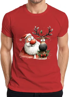 Produktbild von Weihnachtsmann Rentier Rudolph lustig Weihnachten Geschenk Herren T-Shirt, Rot, L