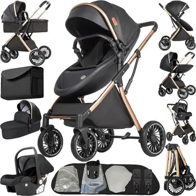 Productafbeelding van 3-in-1 kinderwagen met reiswieg en autostoel