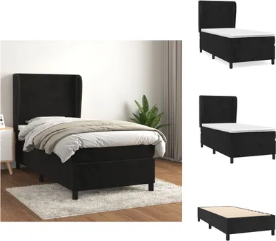 Produktbild von vidaXL Boxspringbett mit Matratze Schwarz 100x200 cm Samt -  Betten & Bettgestelle