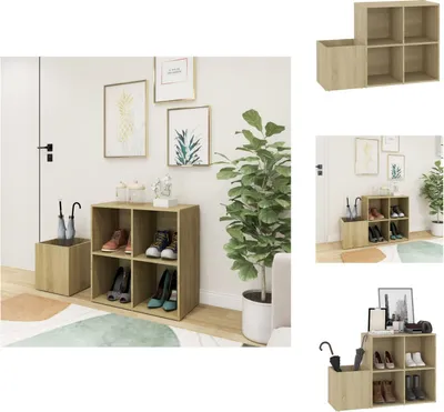 Productafbeelding van vidaXL Vloerkast voor schoenen, Sonoma eikenhout, 105x35,5x70 cm, houtvezel - Schoenenrekken en -kasten