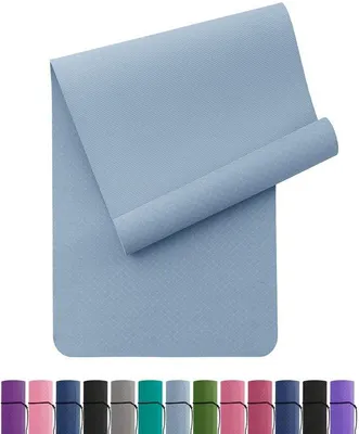 Zdjęcie produktu dla Mata do jogi Antislip - Gruba mata fitness 6 mm - Przyjazna dla środowiska (TPE) - Pasek do przenoszenia - Wymiary: 183 x 61 cm - Amortyzacja