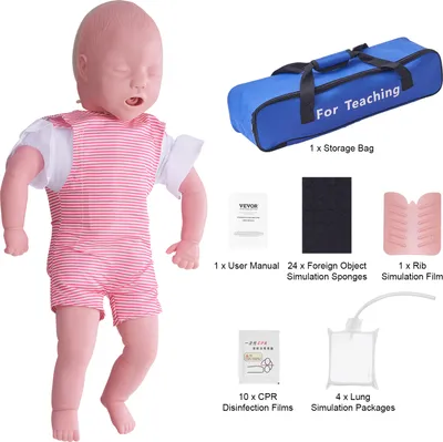 Produktbild von VEVOR figurína pro nácvik resuscitace kojenců, Heimlichův manévr a kardiopulmonální resuscitace (KPR), profesionální figurína pro nácvik obstrukce dýchacích cest u kojenců, model infarktu dítěte pro nácvik