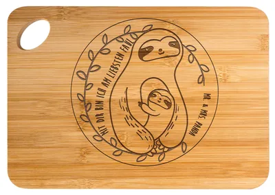 Produktbild von Mr. & Mrs. Panda Frühstücksbrett Faultier Mama - Transparent - Geschenk, Küchenbrett, Weihnachten, Liebe, Geburtstag, Muttertag, holzschneidebrett, Holzbrett, Familie