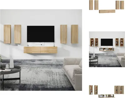 Produktbild von vidaXL 6-tlg. TV-Schrank-Set Sonoma-Eiche Holzwerkstoff -  TV-Möbel