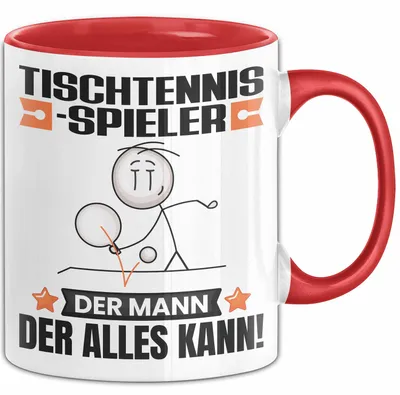 Produktbild von Tischtennisspieler Tasse Geschenk für Tischtennisspieler Der Mann Der Alles Kann Geschenkidee zum Geburtstag (Rot)