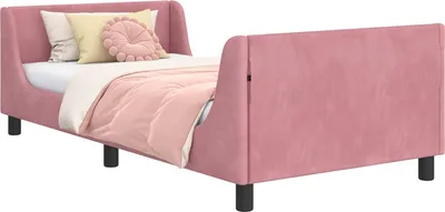 Produktbild von vidaXL Kinderbettgestell mit Kopfteil Rosa 90 x 190 cm Samt