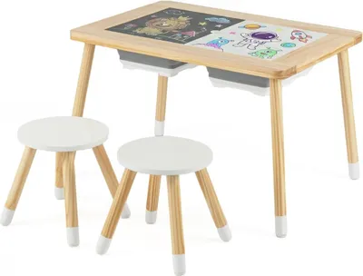 Obrázok produktu pre Detská senzorická sada stolov s 2 stoličkami, obojstranná doska