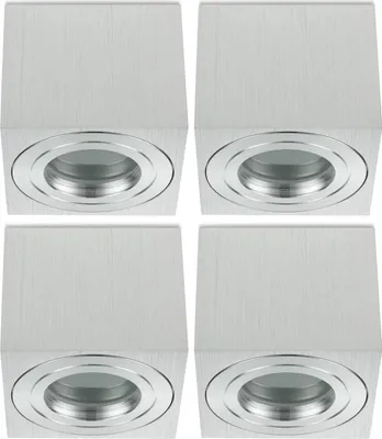 Produktbild von Sweet LED Aufbaustrahler Bad eckig flach Alu Deckenleuchte IP44 Aufbauspot 4er