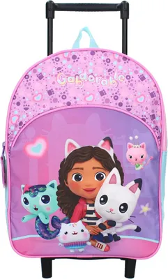 Produktbild von Gabby's Dollhouse Trolley-Rucksack – Lila mit Gabby und fröhlichem Blumen-Design