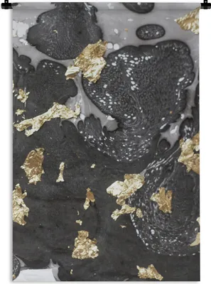 Produktbild von MuchoWow® Wandteppich Wandbehang Marmor - Gold - Schwarz 90x135 cm Tapisserie Dekoration Wandtuch - Baumwolle - Wandskulptur