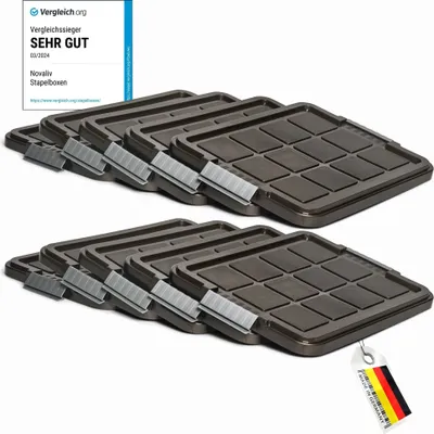 Produktbild von Novaliv 10x Ersatzdeckel für Novaliv 28-40 Liter mit Clipverschluss 61x40 cm Antrazit