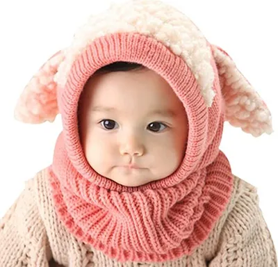 Produktbild von Baby Kinder Winter Warm Gestrickter Mütze Beanie Mütze Haube Strickmütze Wintermützen Earflap Hut Kappe Schnee Hut Schlupfmütze Schalmütze