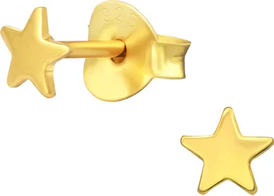Produktbild von Ohrstecker 925 Sterling Silber vergoldet mit Stern 4mm