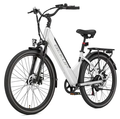 Produktbild von Draixcor V1 E-Bike Cityrad 26 Zoll Tiefeinsteiger, 522Wh Akku, 75 km Reichweite, 250W Heckmotor, Shimano 7-Gang, Federgabel, Farbdisplay, Silber
