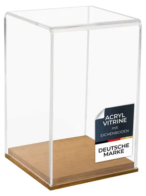 Produktbild von HMF 46881 Acryl Vitrine mit Holzsockel für Figuren, 14 x 14 x 22 cm
