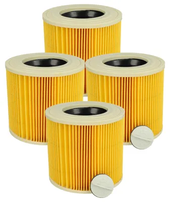 Produktbild von vhbw 4x Faltenfilter kompatibel mit Kärcher WD 3 Premium, WD 3 Premium Fireplace, WD 3 Premium Car Kit Staubsauger - Patronenfilter Gelb Abwaschbar