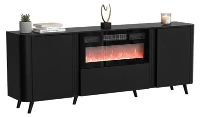 Image de Briano - Buffet, 191x40x69h cm Noir, 2 Étagères