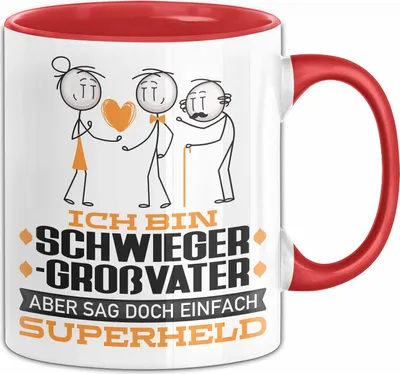 Produktbild von Schwiegergroßvater Geschenk Tasse Ich Bin Schwiegergroßvater Aber Sag Doch Einfach Superheld Lustige Geschenkdiee für Schwiegergroßvater Kaffee-Becher (Rot)
