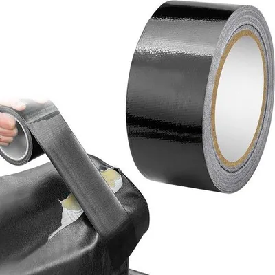 Image de Ruban de réparation pour pont de bateau 10 m x 5 cm, imperméable - Réparation de bâches de bateau - Ruban de réparation pour toile - Pièces de rechange noires - Gamme professionnelle
