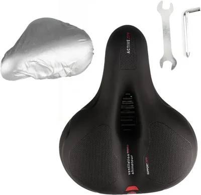 Image de Selle de vélo en gel ergonomique, large, de 26 x 21 x 11 cm, respirante, idéale pour la ville