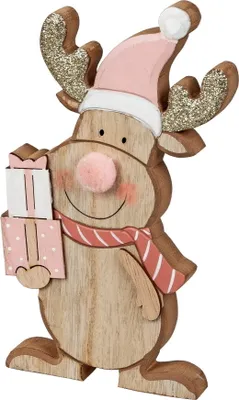Produktbild von Elch Rentier Hirsch Deko Holz Tier Figur Skulptur Statue Reh Bock Büste Geweih