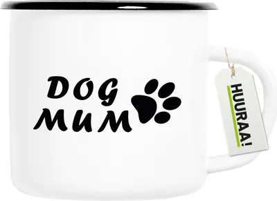 Produktbild von Huuraa Emaille Tasse Dog Mum Tapse 300ml Vintage Campingbecher Geschenkidee
