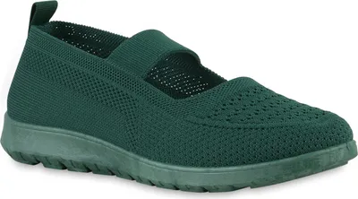 Produktbild von VAN HILL Damen Sportliche Ballerinas Bequeme Strick Profil-Sohle Schuhe 841306, Farbe: Grün, Größe: 39