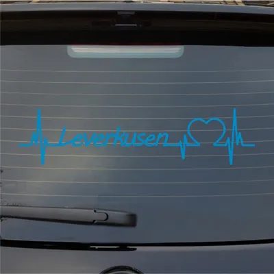 Produktbild von Heckscheibenaufkleber Leverkusen Herzschlag Puls Stadt Liebe 55x13 cm Hellblau Auto Aufkleber Sticker