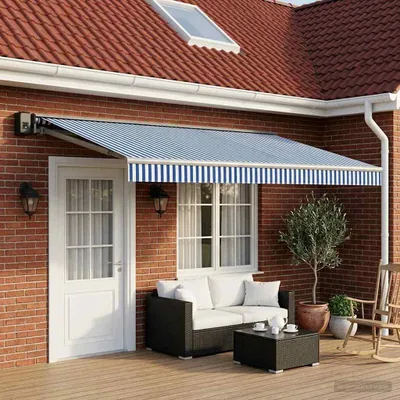Immagine prodotto di Telo di ricambio per tenda da sole Blu e Bianco 500 × 300 cm