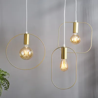 Produktbild von Hängeleuchte Shape - Dekoleuchte mit Ring - quadratisch - H: 30cm - für E27 Leuchtmittel - gold