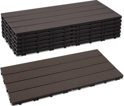 Obrázok produktu pre Jopassy 12 kusov = 2 m² terasová dlažba balkónová dlažba WPC dlažba balkónová záhrada tmavohnedá 30x60cm