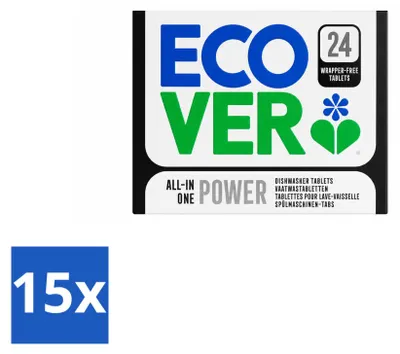 Produktbild von 15 x Ecover All-in-One Power Geschirrspültabs - Vorteilspackung - 15 Stücke