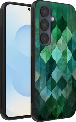 Produktbild von Smartphonica Handyhülle Geeignet für Samsung Galaxy S25 mit grünen Blättern drucken - TPU Backcover Fall grüne Blätter Design