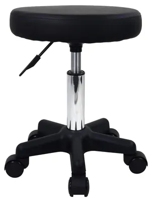Immagine prodotto di Pouf rotondo, regolabile in altezza, con rotelle, per salone, colore nero