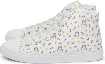 Produktbild von Mr. & Mrs. Panda Stoffsneaker Damen Chinchilla Blume Größe 36 1/2 - Weiß - Geschenk, Büro, High-Top Sneaker, Liebeskummer, Chaos, Chinchillas, Damenschuhe, Sportschuhe