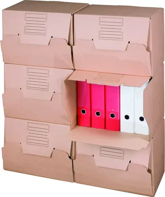 Produktbild von 480 x Archivboxen Archivschachteln für bis zu 5 Ordner (80 mm) mit Frontklappe, in Braun