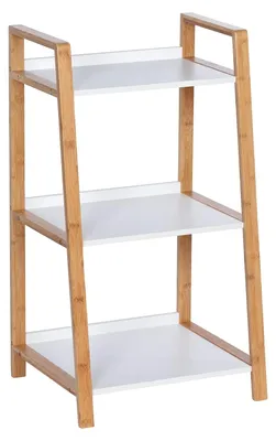3-stufiges Bambus-Regal mit weißen Böden, 43x76x36 cm