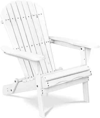 Produktbild von Weißer Adirondack-Gartenstuhl aus Holz mit Armlehnen