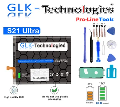 A collage of product images and marketing graphics related to a phone battery and repair tools.