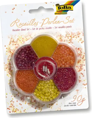 Obrázok produktu pre Folia 12902 Súprava korálok Rocailles - 90 g, žltá/červená