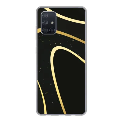 Produktbild von MuchoWow® Handyhülle Schutzhülle Hülle für Samsung Galaxy A51 Goldene Wellen auf schwarzem Hintergrund Silikon Softcase Handy Hülle - Schutzabdeckung
