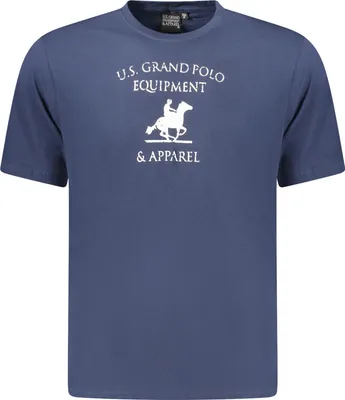Immagine prodotto di T-shirt da uomo a maniche corte blu con scollo rotondo e stampa del logo