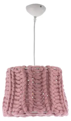 Pendelleuchte D.35, rosa/weiß, Wolle, Metall, 1x E27, 100 cm