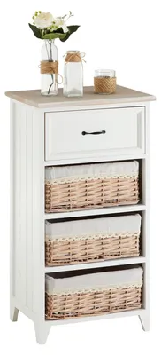 Produktbild von Kommode PROVENCE in weiß, Vintage, mit 1 Schublade und 3 Körben, Landhaus