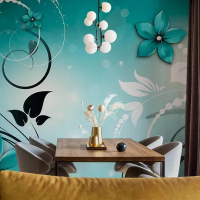 Produktbild von Vlies Fototapete - Turquoise dream 350x245 cm Blumen b-A-0044-a-c