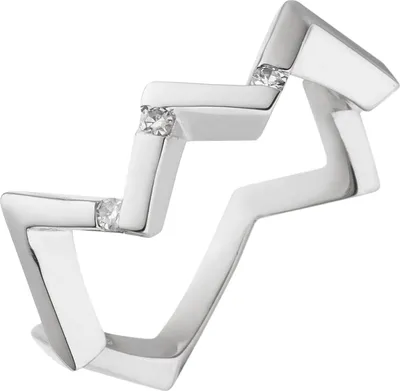 Produktbild von Ring Zickzack aus 925 Silber mit 3 Diamanten Brillanten 0,06 Ct glänzend Innenumfang 56mm Ø17.8mm